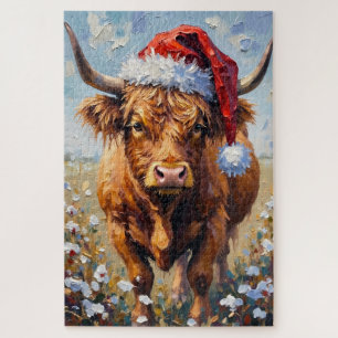 Hoogland Koe Rustieke Winter Tinsel Hoed Legpuzzel