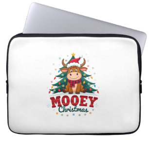 Hoogland Koe Vaars Kerstman Hoed Mooey Kerstboom Laptop Sleeve