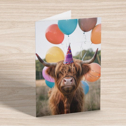 Hoogland Koe Verjaardag Ballonnen Kaart