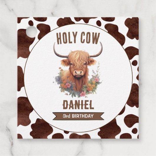 Hoogland Koe Verjaardag Bedankjes Labels (Voorkant)