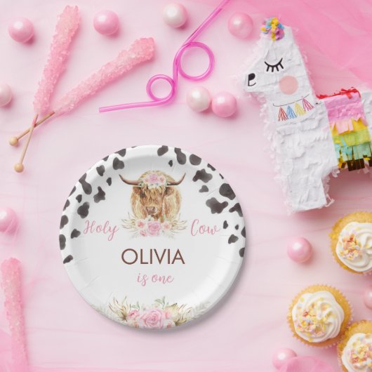 Hoogland Koe Verjaardag Papieren Bordje (Feest)