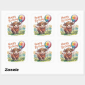 Hoogland Koe Verjaardag Vierkante Sticker (Vel)