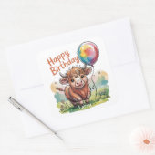 Hoogland Koe Verjaardag Vierkante Sticker (Envelop)