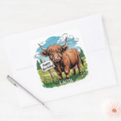 Hoogland Koe Verjaardag Vierkante Sticker (Envelop)