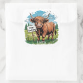 Hoogland Koe Verjaardag Vierkante Sticker (Tas)