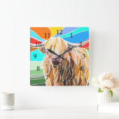 Hoogland Koe Vierkante Klok (Huis)