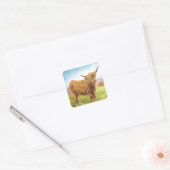 Hoogland Koe Vierkante Sticker (Envelop)