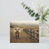 Hoogland Koe Vintage Sepia Briefkaart (Staand voorkant)