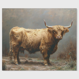 Hoogland Koe Volledige Lichaam  Schilderen Decoupa Cadeaupapier