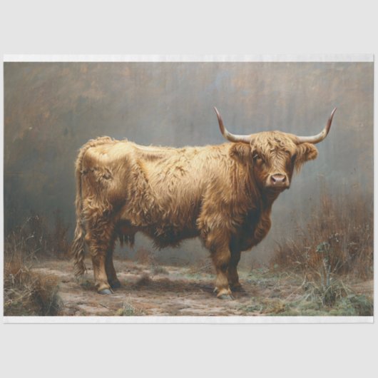 Hoogland Koe Volledige Lichaam Schilderen Decoupa Tissuepapier (Voorkant)