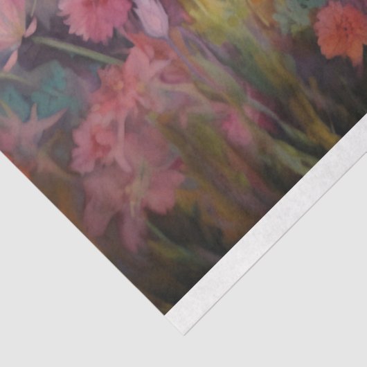 Hoogland Koe Waterverf Bloemenlandschap Decoupage Tissuepapier (Detail)