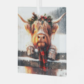 Hoogland Koe Winter Glas Ornament (Voorkant links)
