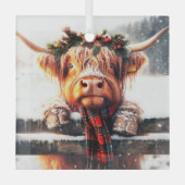 Hoogland Koe Winter Glas Ornament (Voorkant)
