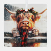 Hoogland Koe Winter Glas Ornament (Achterkant)