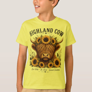 Hoogland Koe Zonnebloem Kroon Inspirerend Wildbloe T-shirt