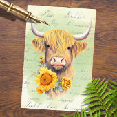 Hoogland Koe Zonnebloemen 1 Decoupage papier