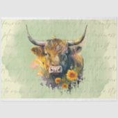 Hoogland Koe Zonnebloemen 2 Decoupage papier (Voorkant)