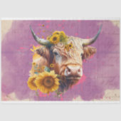 Hoogland Koe Zonnebloemen 4 Decoupage papier (Voorkant)