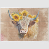 Hoogland Koe Zonnebloemen 5 Decoupage papier (Voorkant)