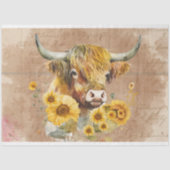 Hoogland Koe Zonnebloemen 6 Decoupage papier (Voorkant)