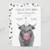 Hoogland Koe zwarte en witte verjaardag Kaart (Voorkant / Achterkant)