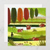 Hoogland Koeien in najaar Boerderij veld (Voorkant / Achterkant)