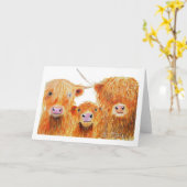 Hoogland Koeien "We 3 Coos" Wenskaarten Kaart (Gele Bloem)