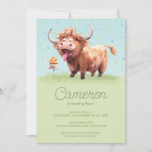 Hoogland miniatuur koe kind verjaardagsviering kaart (Voorkant)