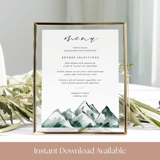 hoogland | Mountain Wedding Menu Sign Poster