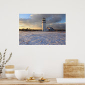 Hoogland vuurtoren Kaap in de winter Poster (Keuken)