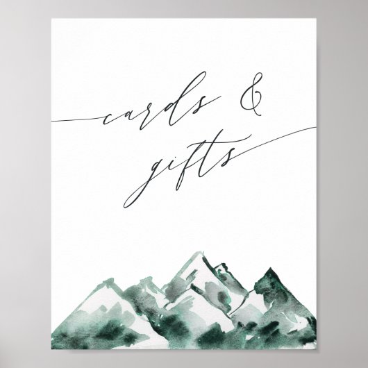 hoogland | Waterverf Mountain Kaarten & Geschenken Poster (Voorkant)