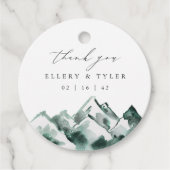 hoogland | Waterverf Mountain Wedding Dank u Bedankjes Labels (Voorkant)