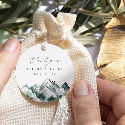 hoogland | Waterverf Mountain Wedding Dank u Bedankjes Labels