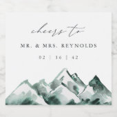 hoogland | Waterverf Mountain Wedding Likeurfles Etiket (Enkel label)