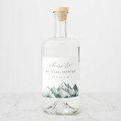 hoogland | Waterverf Mountain Wedding Likeurfles Etiket (Voorkant)