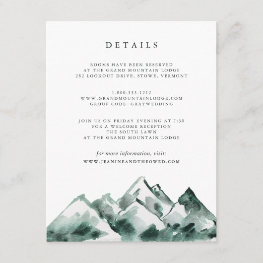 hoogland | Wedding Guest Details Enclosure Kaart (Voorkant)