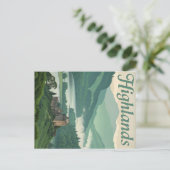  Hooglanden Misty Loch & Castle Briefkaart (Staand voorkant)
