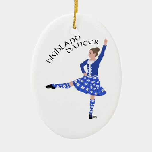 Hooglandendanser in het blauw keramisch ornament (Voorkant)