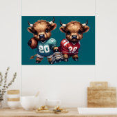 Hooglanders en voetbal poster (Keuken)