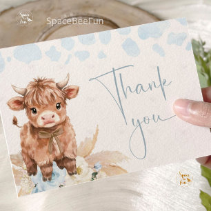 Hooglanders Koe Heilige Koe baby shower Jongen Bedankkaart