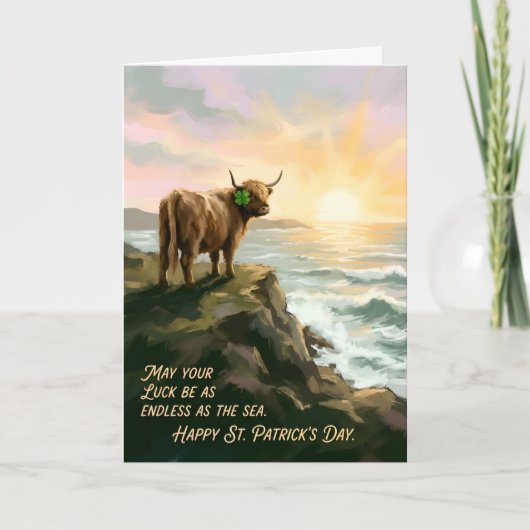 Hooglanders Koe Ierse Zegen St. Patrick's Dag Kaart (Voorkant)
