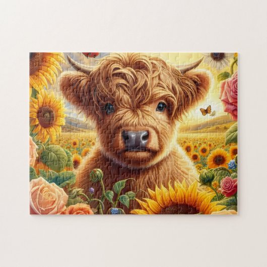 Hooglanders Koe Zonnewiel Legpuzzel (Horizontaal)