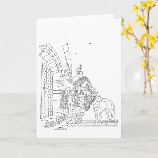 Hooglanders met een Schotse hond Kaart (Gele Bloem)