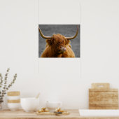 Hooglanders Schotland Landelijk Zwart Wit    Poster (Keuken)