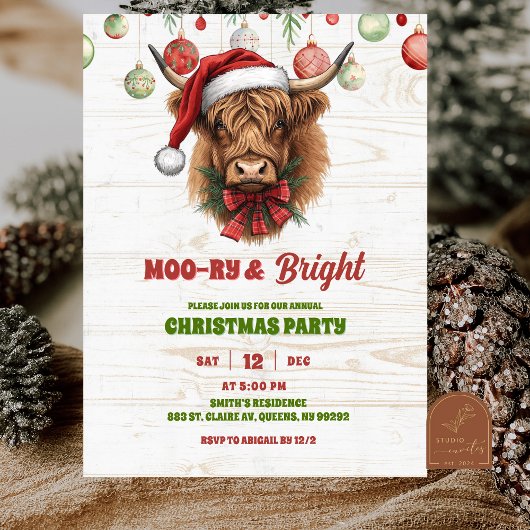 Hooglandkoe kerstfeest kaart