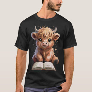 Hooglandkoe Lezend Boek Boekenwurm T-shirt