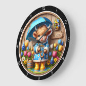 Hooglandkoe Regenachtige Dag Wandklok (Hoek)