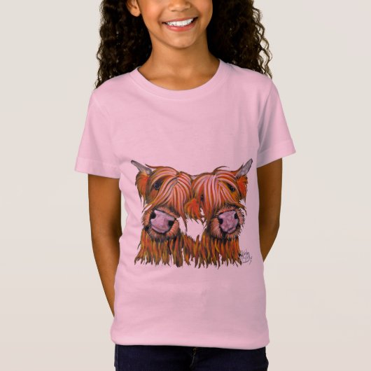 Hooglandkoeien " THE LOVELIES" van Shirley MacArth T-shirt (Voorkant)