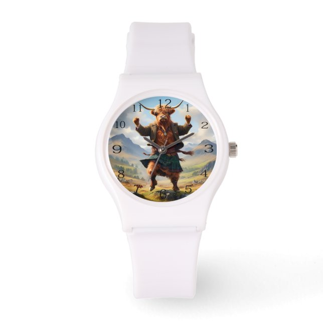 Hooglandrund dat de Highland Fling danst, Horloge (Voorkant)