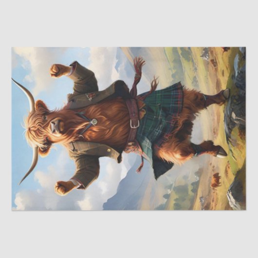 Hooglandrund dat de Highland Fling danst, Tissuepapier (Voorkant)